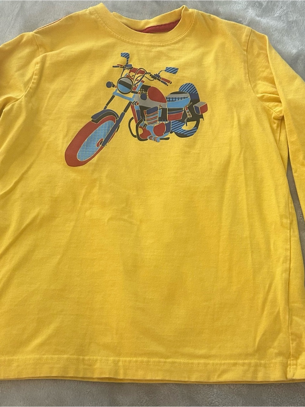 Hanna Andersson Yellow Long-Sleeve Tee with Motorcycle Graphic